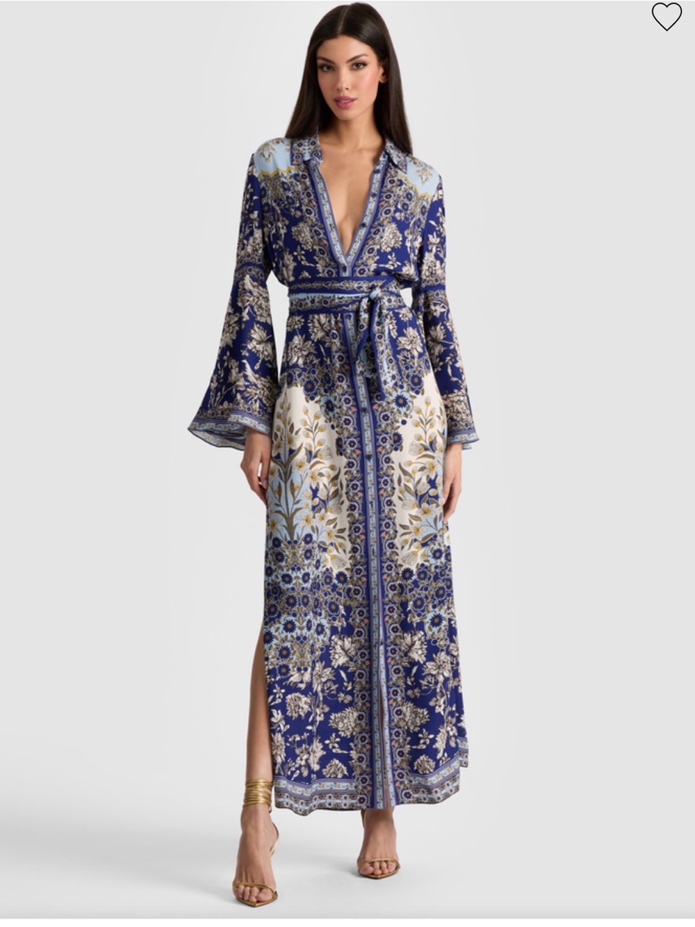 Alice + Olivia Blue and Yellow Floral Maxi Dress XS